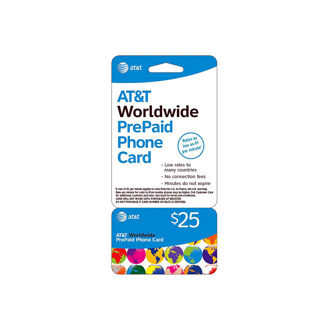 AT&T Worldwide PrePaid Phone Card - $25