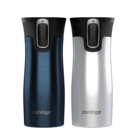 Contigo AUTOSEAL West Loop Vacuum-Insulated 16 oz. Stainless Steel Travel Mug with Lid, 2 Pack