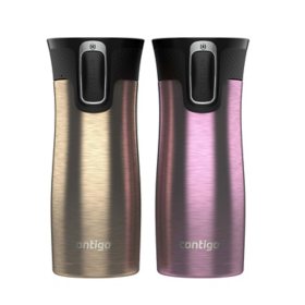 Contigo AUTOSEAL West Loop Vacuum-Insulated 16 oz. Stainless Steel Travel Mug with Lid, 2 Pack