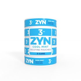 Zyn Oral Tobacco, Cool Mint, 3 mg 5-can Roll 18 pk.