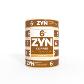 Zyn Oral Tobacco, Coffee , 6mg, 5-can roll, 18pk.