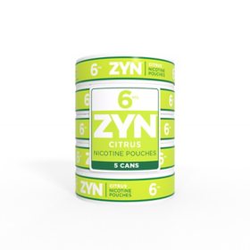 Zyn Citrus Nicotine Pouches 6 mg 5-can Roll