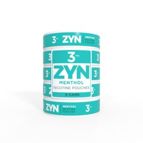 ZYN Oral Tobacco, Menthol, 3 mg, 15 ct., 5 pk.