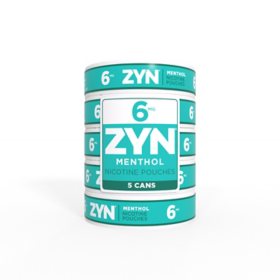 ZYN Oral Tobacco, Menthol, 6 mg, 15 ct., 5 pk.