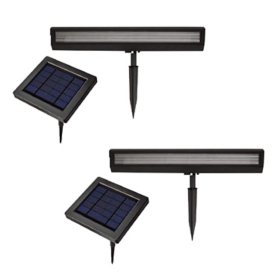 Deck Impressions Solar Black Outdoor Integrated LED Landscape Wall Wash Spot Light - 2 Pack