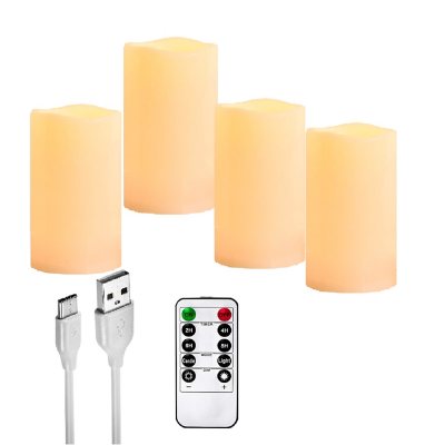 Deck Impressions Rechargeable Indoor/Outdoor Candles, 4-Pack