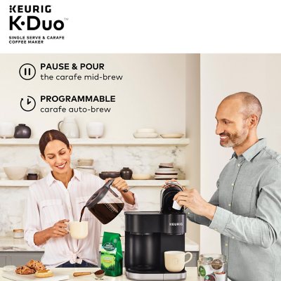 Keurig K-Duo Coffee Maker, Single Serve and 12-Cup Carafe Drip Coffee  Brewer, Compatible with K-Cup Pods and Ground Coffee, Black