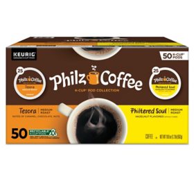  Philz Coffee Philtered Soul and Tesora Medium Roast K-Cup Pods, Variety Pack, 50 ct.