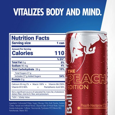 Red Bull Energy Drink, Peach Edition (8.4 fl. oz., 24 pk.) - Sam's Club