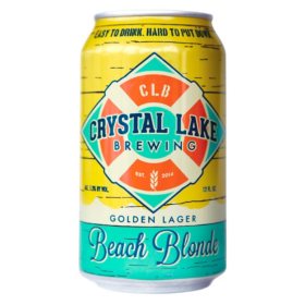 Crystal Lake Brewing Beach Blonde Lager 12 fl. oz. can, 12 pk.