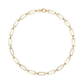 Diamond Paperclip Necklace in 14K Yellow Gold