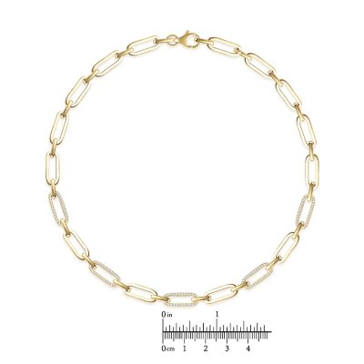 Chelsea Diamond Paperclip Chain Necklace (1/4 Ct. tw.) - 14K Yellow Gold