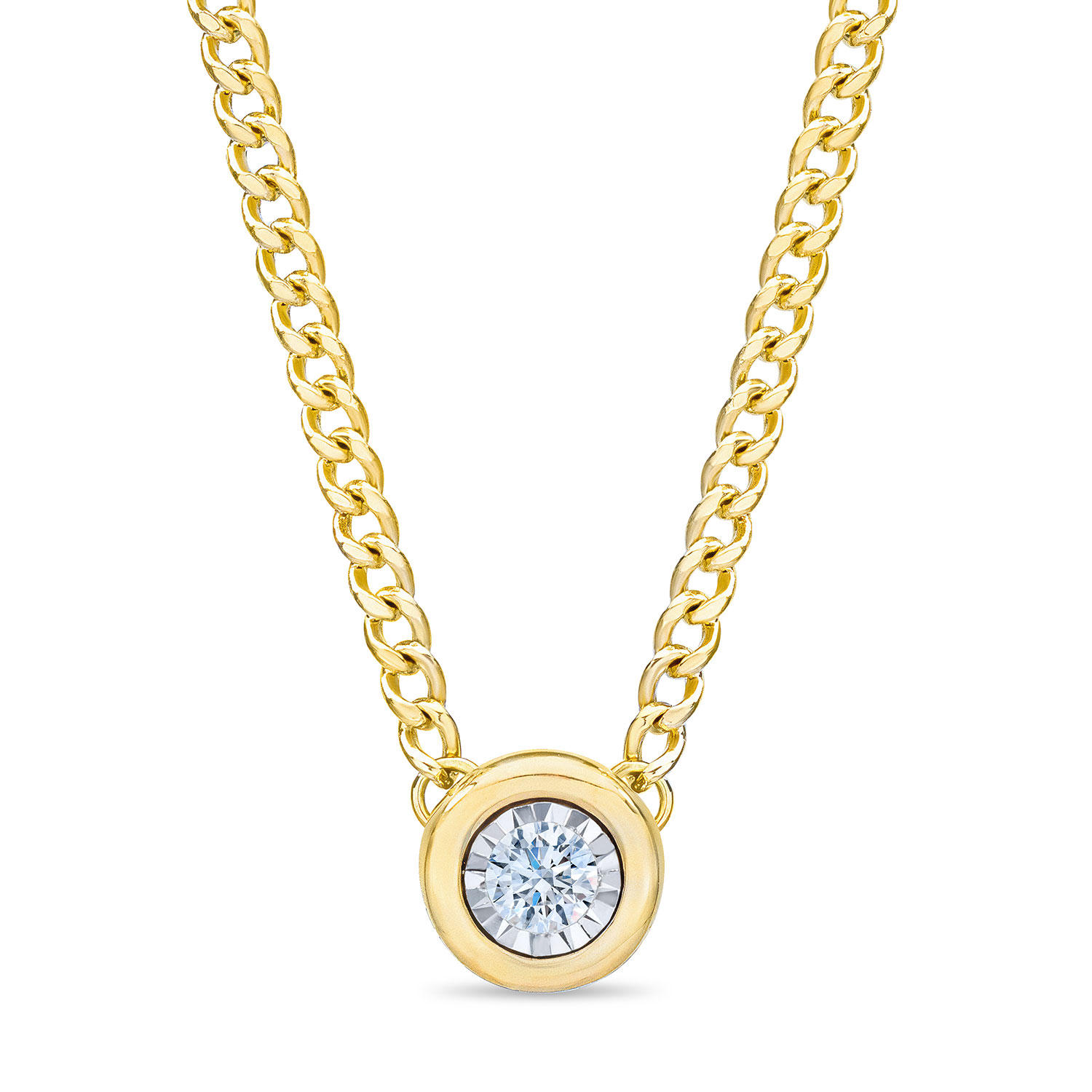 0.18 CT. T.W. Diamond Bezel Necklace in 14K Yellow Gold