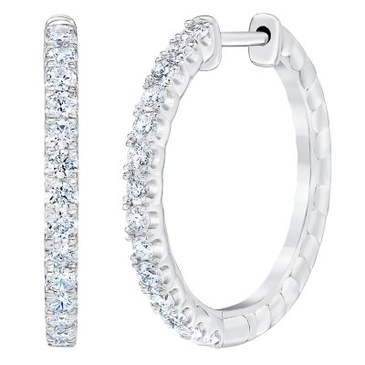 0.70 CT. T.W. 14K White Gold Round Diamond Hoop Earrings I,I1 - Sam's Club