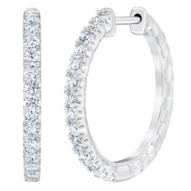 0.70 CT. T.W. 14K White Gold Round Diamond Hoop Earrings I,I1