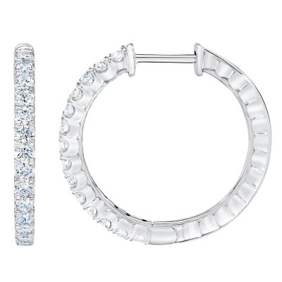 White Gold and Diamond Hoop Earrings