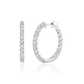 Lab Created Diamond Round Brilliant Hoop Earrings in 18K White Gold