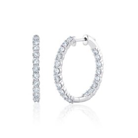 Lab Created Round Brilliant Diamond Hoop Earrings in 18K Gold