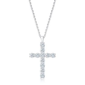 Lab Created Diamond Cross Pendant in 18K White Gold