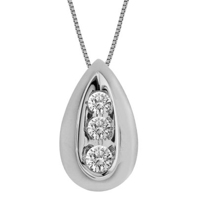 Pear Cut Sapphire and Diamond Pendant in 14K White Gold - Sam's Club