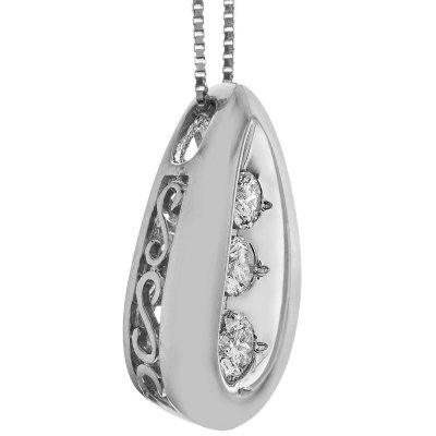 Diamond Teardrop Necklace 3/4 carat tw 14K White Gold