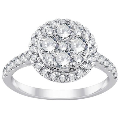 1.20 CT. T.W. Round Halo Diamond Engagement Ring in 14k White Gold, 9