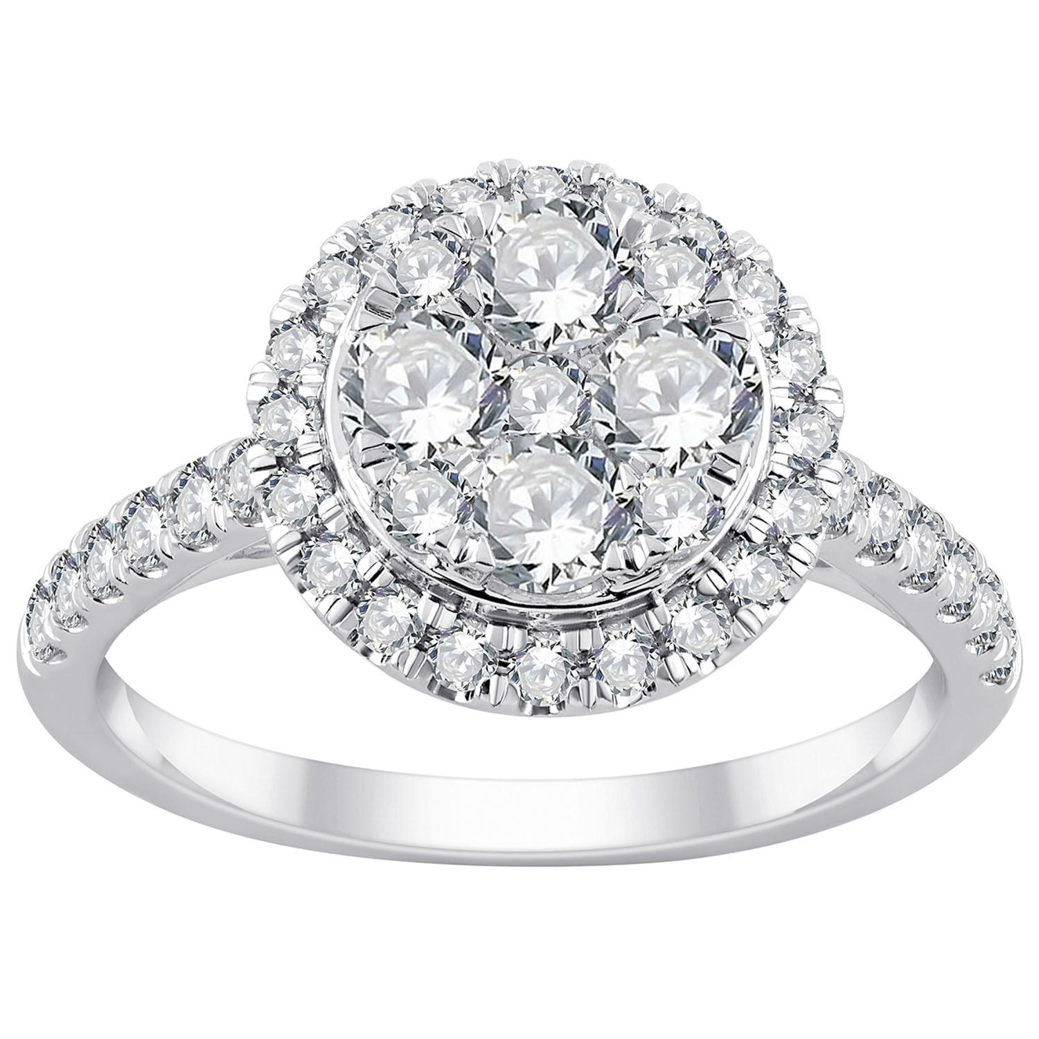 1.20 CT. T.W. Round Halo Diamond Engagement Ring in 14k White Gold, 6