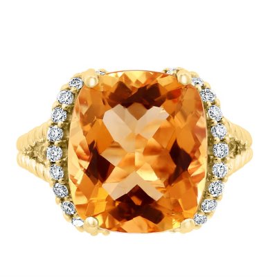 Effy Citrine & Diamond Ring in 14K Yellow Gold - Sam's Club