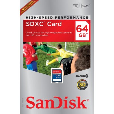 SanDisk 64GB Class 10 SD Memory Card Sam's Club