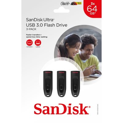 SanDisk 64GB Ultra USB 3.0 Flash Drive (3-pk.) - Sam's Club