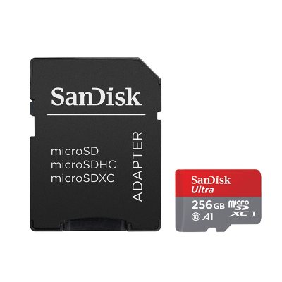 SanDisk 256GB Ultra SDXC Memory Card - 150MB/s, C10, U1,A1, Full HD, microSD Card with Adapter -SDSQUAC-256G-ASLMA