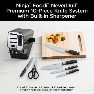  Ninja K32017 Foodi NeverDull Premium Knife System, 17 Piece  Knife Block Set with Built-in Sharpener, German Stainless Steel Knives,  Black: Home & Kitchen