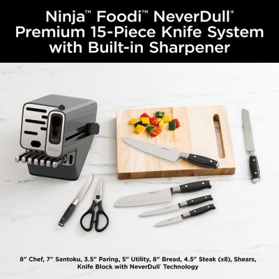 Ninja K32017 Foodi NeverDull Premium Knife System, 17 Piece Knife Block Set  with Built-in Sharpener, German Stainless Steel Knives, Black
