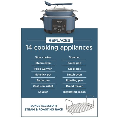  Ninja MC1001 Foodi PossibleCooker PRO 8.5 Quart Multi-Cooker,  with 8-in-1 Slow Cooker, Dutch Oven, Steamer, Glass Lid Integrated Spoon,  Nonstick, Oven Safe Pot to 500°F, Sea Salt Gray: Home & Kitchen