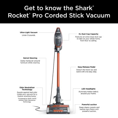 Shark Rocket Pro Corded Stick Vacuum with Odor Neutralizer Technology,  HN175 - Sam's Club