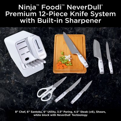 Sam's Club - Ninja Foodi NeverDull Premium Knife System, the premium knives  that stay razor-sharp for over 10 years. With a few swipes of the built-in,  foolproof sharpener, this all-in-one system maintains