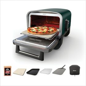 Ninja Woodfire 8-in-1 Outdoor Pizza Oven, 700°F High-Heat Roaster, BBQ Smoker with Woodfire Technology, Includes Cover & Pizza Peel, Electric