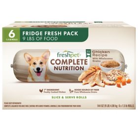 Freshpet Complete Nutrition Chicken Recipe Fresh Dog Food, 1.5 lb Rolls, 6 ct.