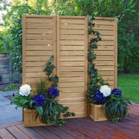 Yardistry Fusion 3-Panel Cedar Planter Screen, Natural Brown