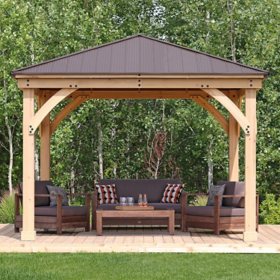 Yardistry 12' x 12' All Cedar Meridian Gazebo with Aluminum Roof