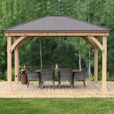 Yardistry 12' x 14' All-Cedar Meridian Gazebo with Aluminum Roof