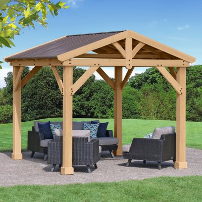 Yardistry 10' x 10' All-Cedar Meridian Gazebo with Aluminum Roof