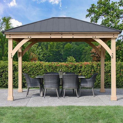 Yardistry 11' x 13' All-Cedar Meridian Gazebo with Aluminum Roof