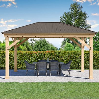 Yardistry 12' x 16' All-Cedar Meridian Gazebo with Aluminum Roof