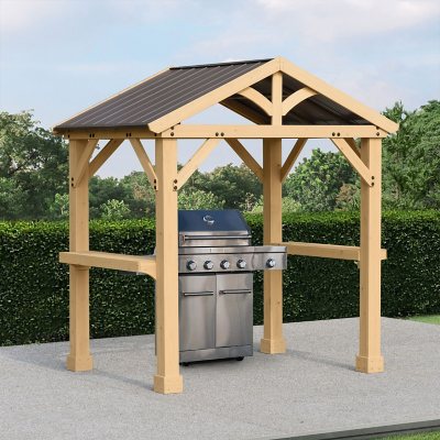 Yardistry 8' x 6' All-Cedar Meridian Grilling Pavilion with Aluminum ...