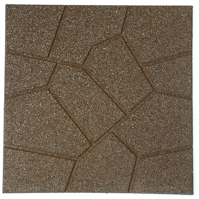18" x 18" Rubber Reversible Brickface Paver - Brown