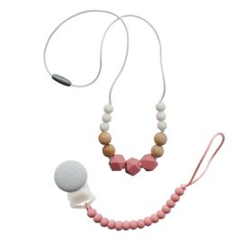 Tiny Teethers Designs Lavender Collection Silicone Teething Necklace and Pacifier Clip (Choose Your Color)