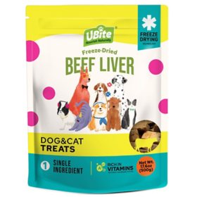 UBite Raw Bits Freeze-Dried Beef Liver Dog + Cat Treats, 17 oz.