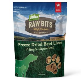 UBite Raw Bits Freeze-Dried Beef Liver Dog + Cat Treats, 17 oz.