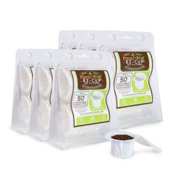 300ct, Perfect Pod EZ-Cup 2.0 Filters Biodegradable Single Serve Paper Coffee Filters with Lid		